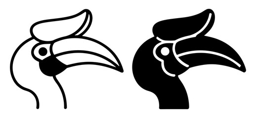 Fototapeta premium toucan bird head outline and silhouette vector illustration on transparent background