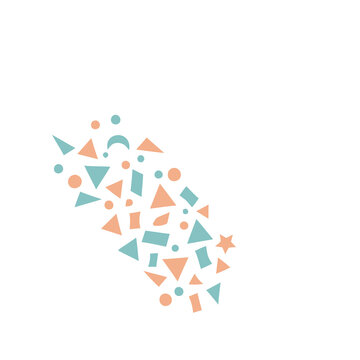 Abstract geometric shapes scattered on transparent background