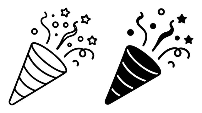 party popper icon set celebration accessories on transparent background