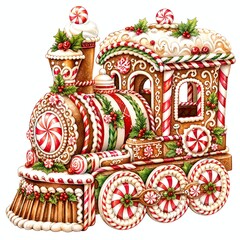 Obraz premium Peppermint Candy Train Engine With Striped Wheels