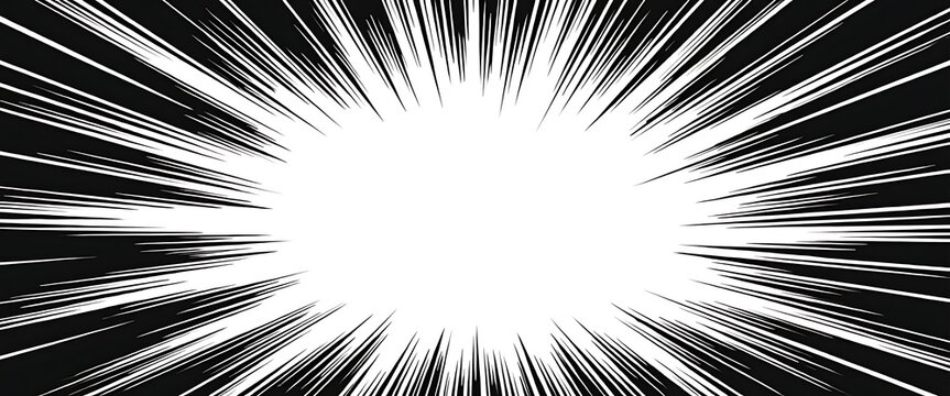 Speed lines comic book effect radial explosion background for graphic design and action scenes.