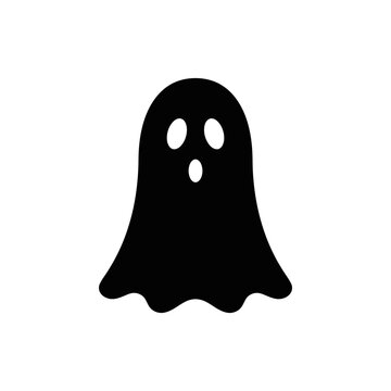 Halloween ghost icon, black vector silhouette on white Editable_EMS
