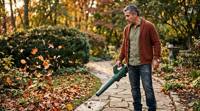 Leaves sweep back over a freshly cleared garden path