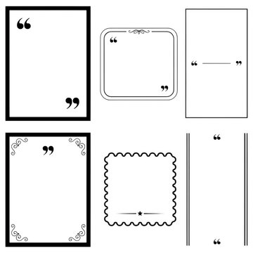 Collection of decorative quotation mark frames and borders for text design Isolated on transparent background