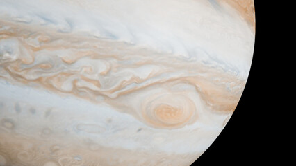 Close-up Cinematic View of Jupiter Great Red Spot and Stormy Atmosphere © Emirhan