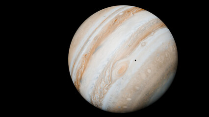 Cinematic 3D Animation of Jupiter and Io Moon Transit with Shadow on Planet Atmosphere © Emirhan