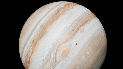 Cinematic 3D Animation of Jupiter and Io Moon Transit with Shadow on Planet Atmosphere © Emirhan