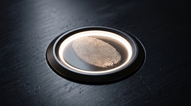 Glowing fingerprint biometric scanner for secure identity authentication