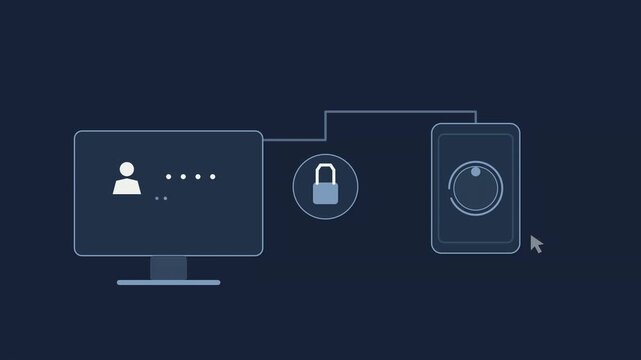 Multi-factor authentication login approved on a smartphone as the padlock unlocks, security animation