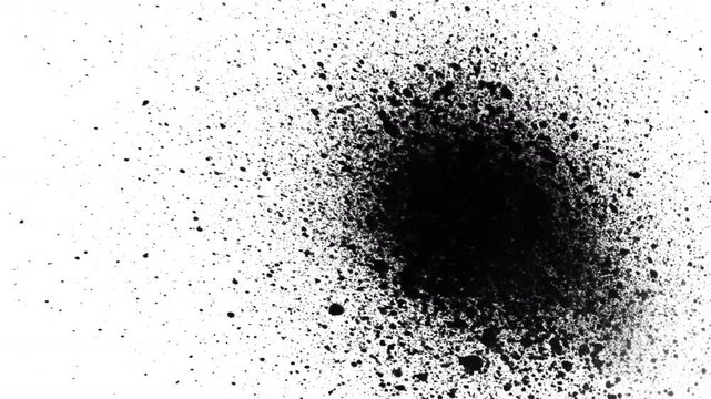 Black Spray Paint Spreading on White Background in Slow Motion