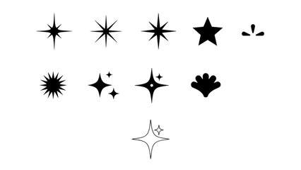 Fototapeta premium Collection of starburst and sparkle graphic elements for design projects isolated on transparent background