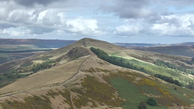 Back Tor from a drone, Peak District National Park, Derbyshire, England, UK
