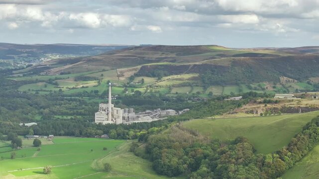 Castleton from a drone, Hope Valley, Peak District National Park, Derbyshire, High Peak, England, UK
