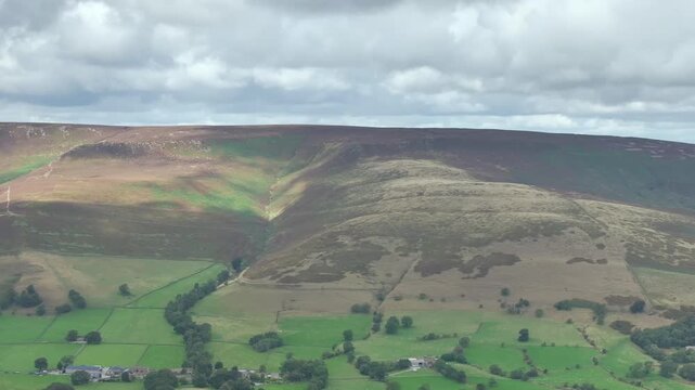 Panorama of Grindslow Knoll from a drone, Hope Valley, Peak District National Park, Derbyshire, High Peak, England, UK