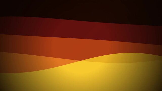 Layer of abstract fluid wave shapes flowing smoothly in glowing orange, fiery red, and golden yellow colors. Seamless loop with a warm, elegant, and dynamic aesthetic.