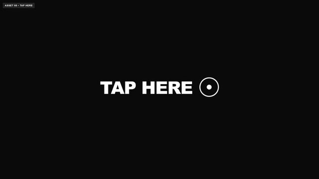 Tap Here Button with Play Icon on Black Background.