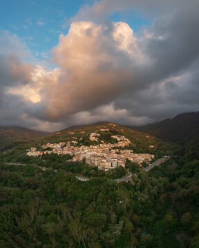 Nocera terinese hill town at Sunset in calabria Italy