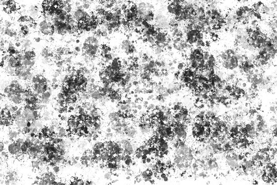 Abstract grunge background with black ink spots and rough distressed texture