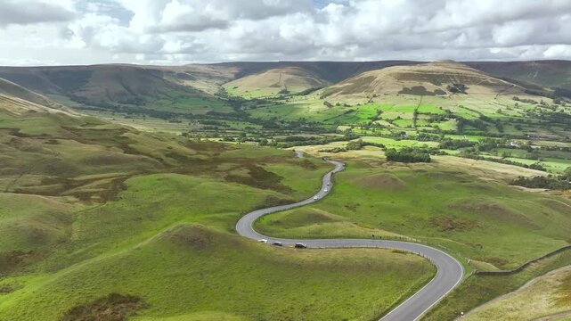Mam Tor from a drone, Peak District National Park, Derbyshire, England, UK