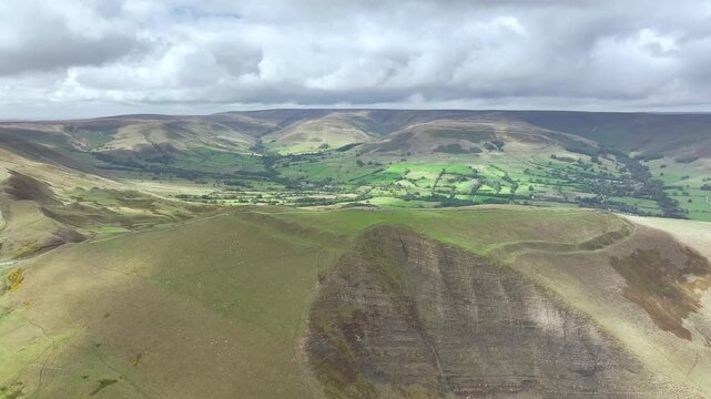 Mam Tor from a drone, Peak District National Park, Derbyshire, England, UK
