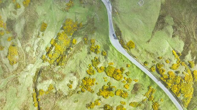 Mam Tor from a drone, Peak District National Park, Derbyshire, England, UK