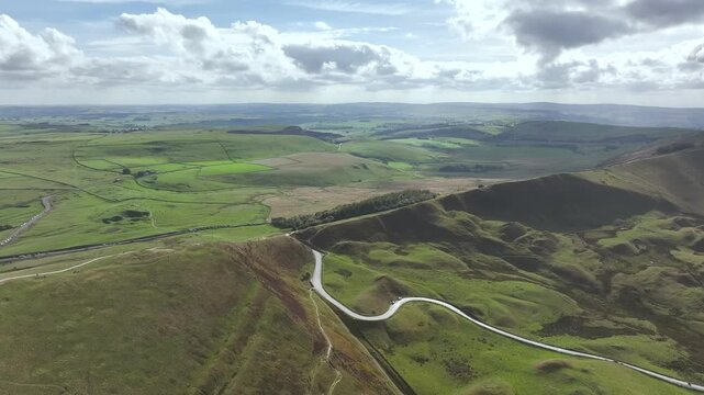 Mam Tor from a drone, Peak District National Park, Derbyshire, England, UK