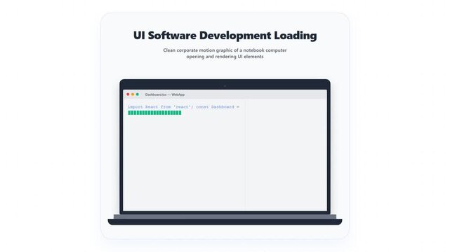 Clean UI Software Development Process Animation on Laptop Screen