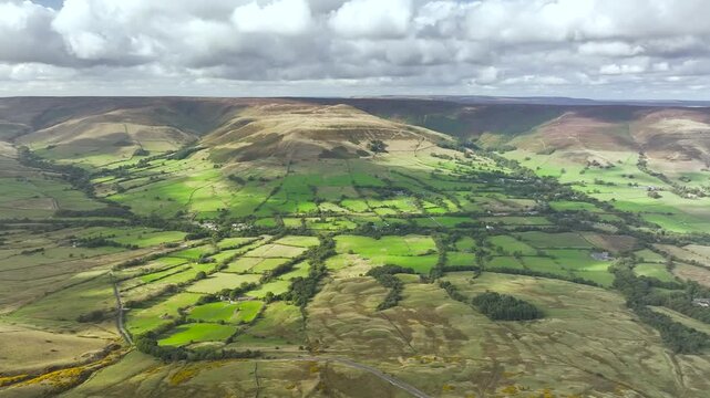 Mam Tor from a drone, Peak District National Park, Derbyshire, England, UK
