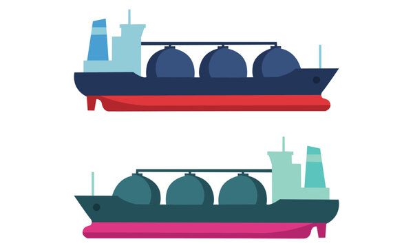 Lng carrier ships flat vector icon set