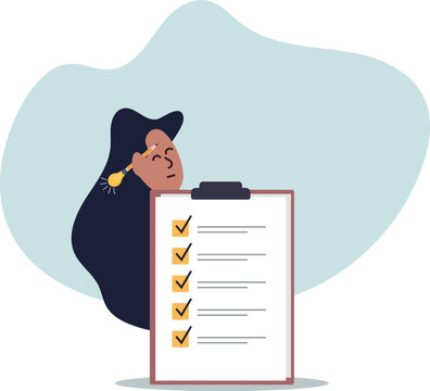Survey or feedback opinion, checklist of completion or questionnaire form, evaluation or assessment review,life and employment of people.flat design.