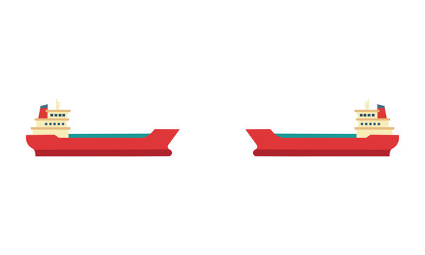 Two cargo ships facing each other