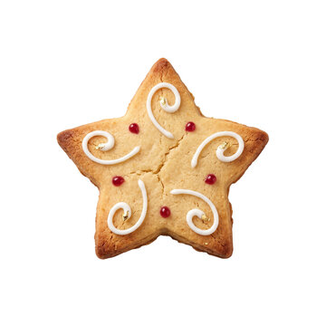 Star Shaped Christmas Cookie with Delicate Flourish Icing