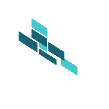 Abstract geometric shapes in teal and dark blue
