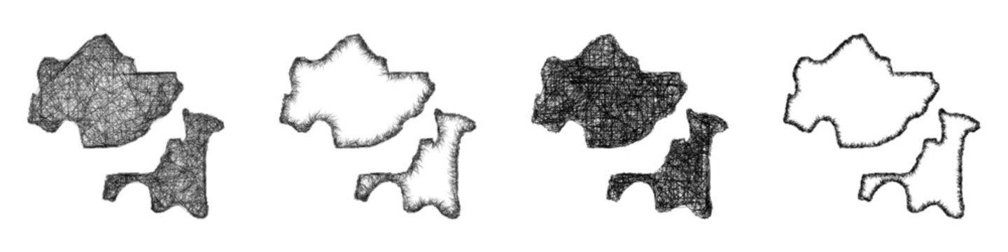 Sketch black and white Criuleni (Moldova) outline map design set