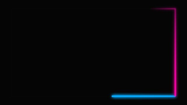 Thick Neon Glowing Border Animation with Pink and Blue Light Moving on Black Background