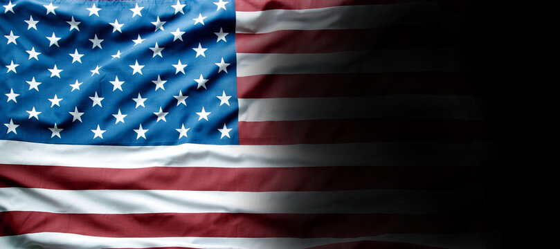 American flag on black