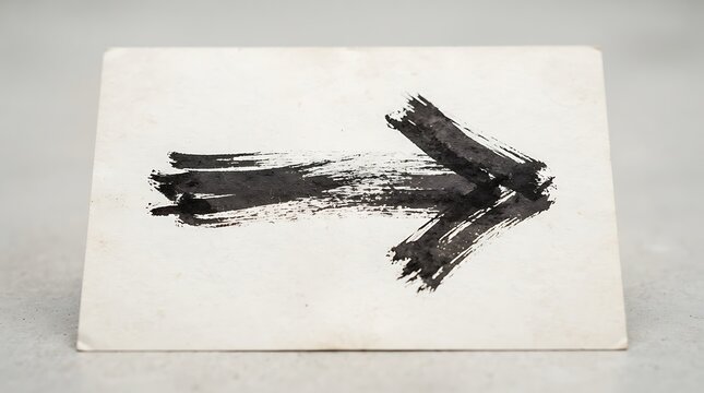 Black ink brush stroke arrow pointing to the right side hand drawn artistic symbol on a plain background