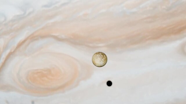 3D Animation of Moon Io Transiting Planet Jupiter with Shadow