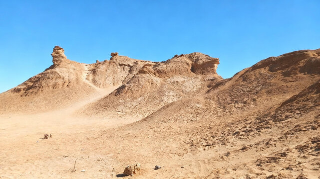 Ong Jemel rock formation in the Sahara Desert near Tozeur, Tunisia