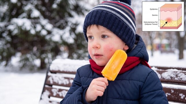 Child With Facial Redness From Cold Weather Exposure