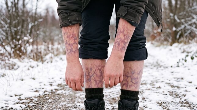 Livedo Reticularis on Legs After Cold Weather Exposure
