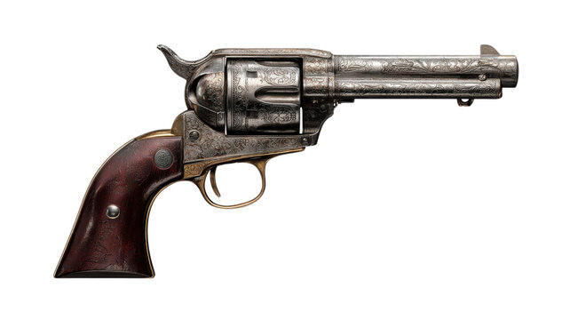 Antique revolver firearm old western weapon engraved