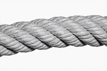Thick twisted hemp rope segment close up texture detail isolated on white background with material © Stock4youimages