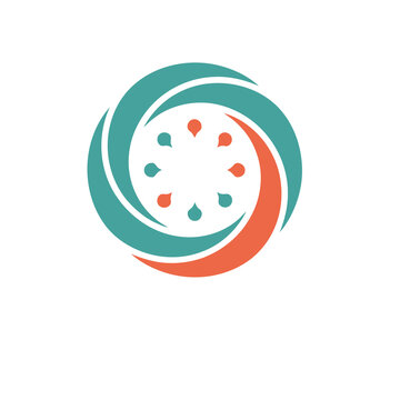 Abstract circular logo with teal and orange elements