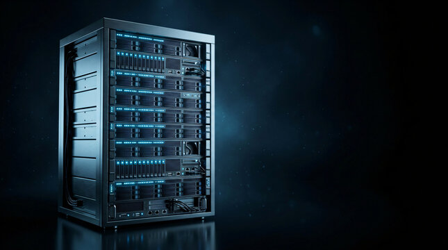 High-performance data center server rack | Cloud computing infrastructure and network storage | Modern IT technology for enterprise hosting solutions | Cyber security and database management hardware