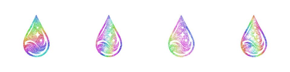 Obraz premium Rainbow color sketch mermaid tear icon design set