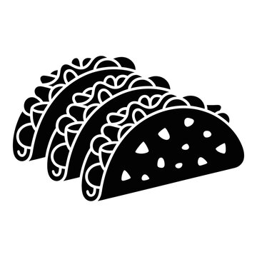 Four tacos arranged together black and white silhouette