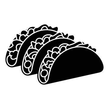 Four tacos arranged together black and white silhouette
