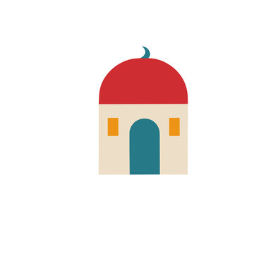 Flat illustration of a building with a red dome