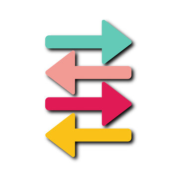 Colored directional arrows for data transfer and exchange